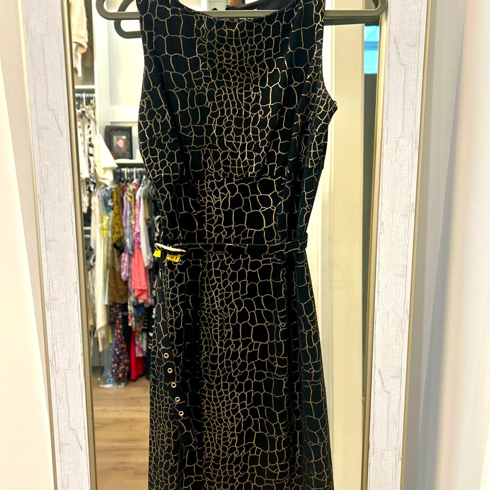Black and Gold belted dress